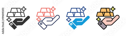 Gold Value icon set multiple style collection