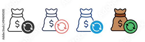 Cash Flow icon set multiple style collection