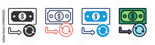 Money Circulation icon set multiple style collection