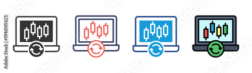 Stock Trading icon set multiple style collection