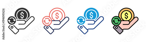 Return Yield icon set multiple style collection