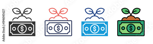 Financial Growth icon set multiple style collection