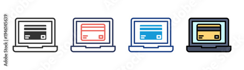 Online Payment icon set multiple style collection
