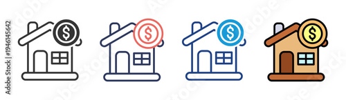 Real Estate icon set multiple style collection