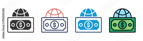 Global Finance icon set multiple style collection