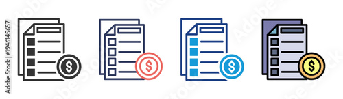 Budget Planning icon set multiple style collection