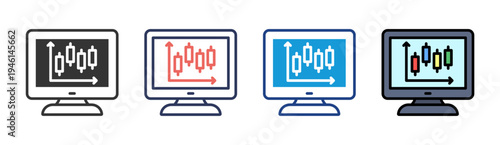 Stock Trading icon set multiple style collection