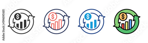 Roi Cycle icon set multiple style collection