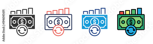 Cash Flow icon set multiple style collection