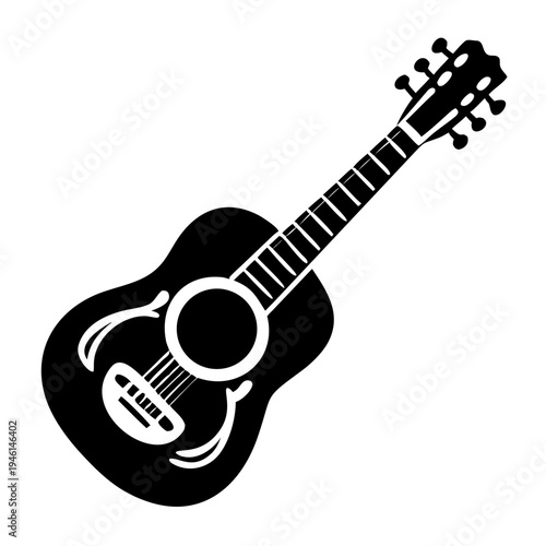 acoustic guitar silhouette icon illustration for music instrument melody sound and musician design