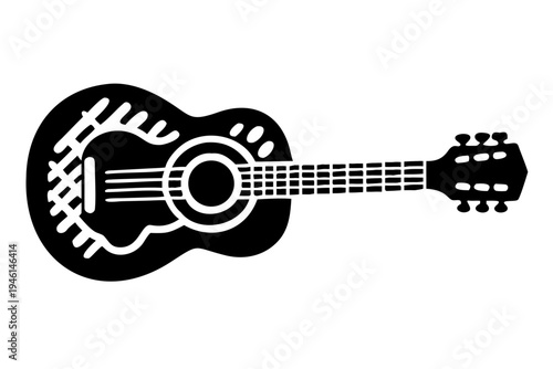 acoustic guitar silhouette illustration for music instrument melody sound and musician design