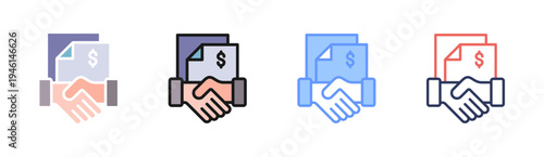 Contract Deal icon set multiple style collection