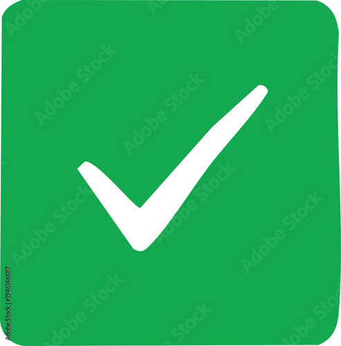 Green square with a white check mark symbol in the center