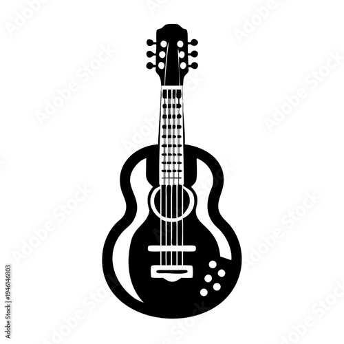 twelve string guitar silhouette icon illustration for music instrument melody acoustic sound and musician design