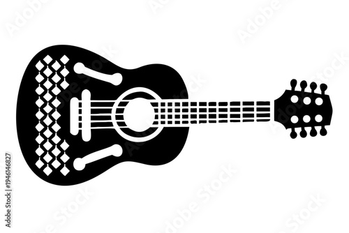 twelve string guitar silhouette illustration for music instrument melody acoustic sound and musician design