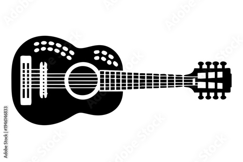 twelve string guitar silhouette illustration for music instrument melody acoustic sound and musician design
