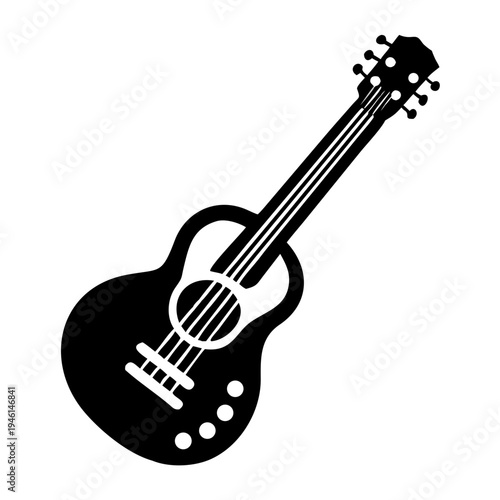 baritone guitar silhouette icon illustration for music instrument deep tone melody and musician design