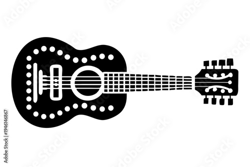 twelve string guitar silhouette illustration for music instrument melody acoustic sound and musician design