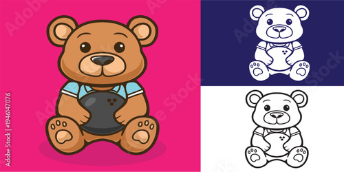 mascot bear doll with bowling outfit good for brand, branding, mascot design, sticker, t shirt design, etc