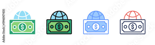Global Finance icon set multiple style collection
