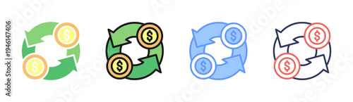 Money Cycle icon set multiple style collection