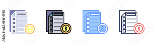 Budget Planning icon set multiple style collection