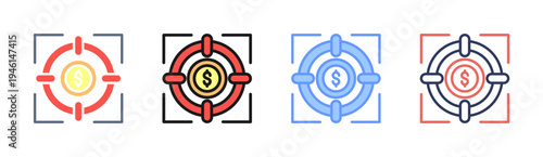 Profit Target icon set multiple style collection