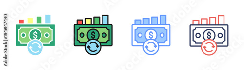 Cash Flow icon set multiple style collection