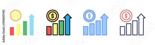 Revenue Growth icon set multiple style collection