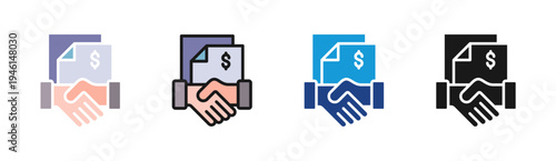 Contract Deal icon set multiple style collection