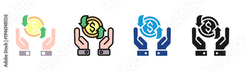 Return Growth icon set multiple style collection