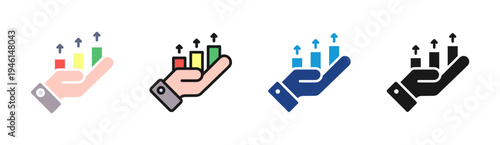 Profit Rise icon set multiple style collection