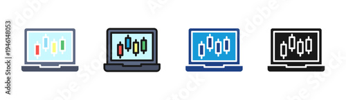 Market Trading icon set multiple style collection