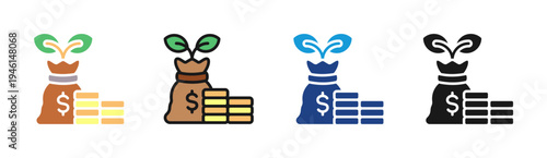 Growth Fund icon set multiple style collection