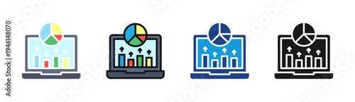 Market Analytics icon set multiple style collection