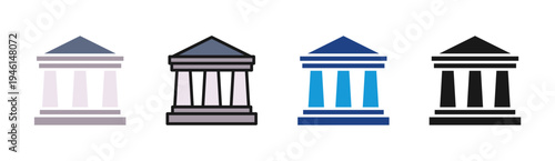 Banking System icon set multiple style collection