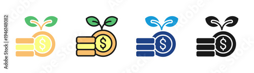 Green Investment icon set multiple style collection