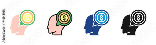 Money Mindset icon set multiple style collection