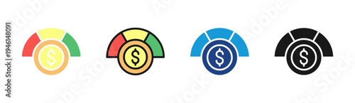 Financial Target icon set multiple style collection