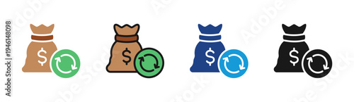 Cash Flow icon set multiple style collection