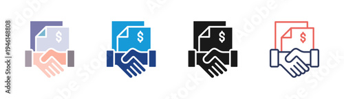 Contract Deal icon set multiple style collection