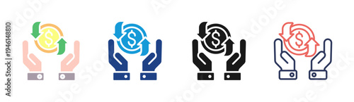 Return Growth icon set multiple style collection
