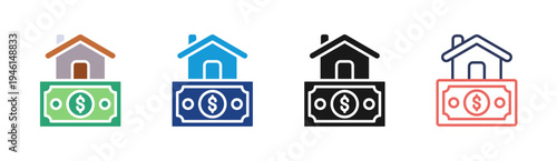 Property Finance icon set multiple style collection