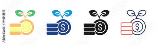 Green Investment icon set multiple style collection