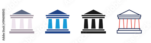 Banking System icon set multiple style collection