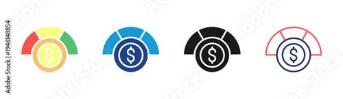 Financial Target icon set multiple style collection