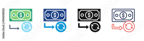 Money Circulation icon set multiple style collection