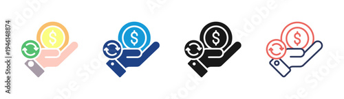 Return Yield icon set multiple style collection