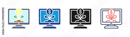 Digital Growth icon set multiple style collection