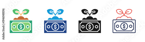 Financial Growth icon set multiple style collection